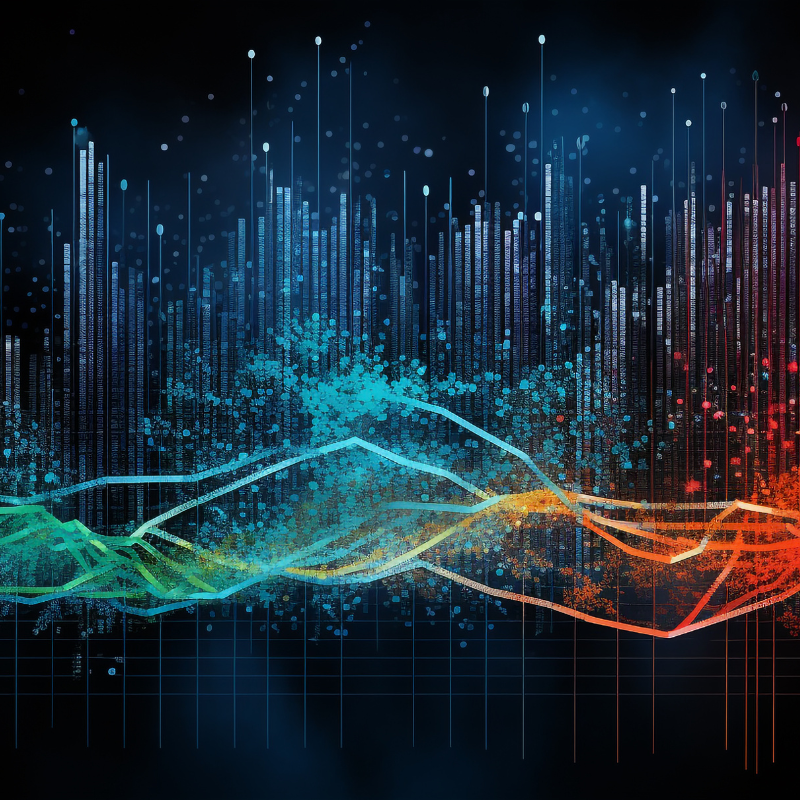 AI Strategy image with black background and digital colorful lines