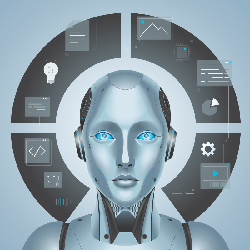 Agentic AI Workflow, AI Driven Automation Technology. Artificial intelligence decision-making concept illustration grey background