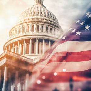 us capitol and american flag