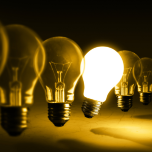 lit up lightbulb, idea concept