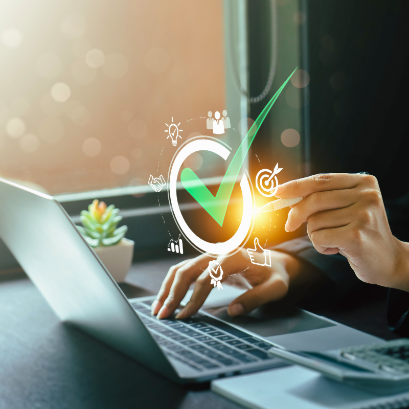 Business performance checklist, businessman using laptop doing Key Financial Statement Audit Preparation Checklist Tips for First-Time Audits.