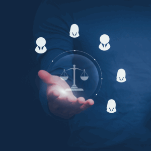 Businessmen show a virtual screen about Labor Protection Law, The LM-30.